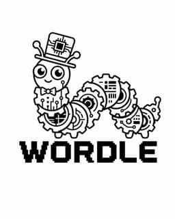 Mascote Wired Wordle — engrenagens e circuitos